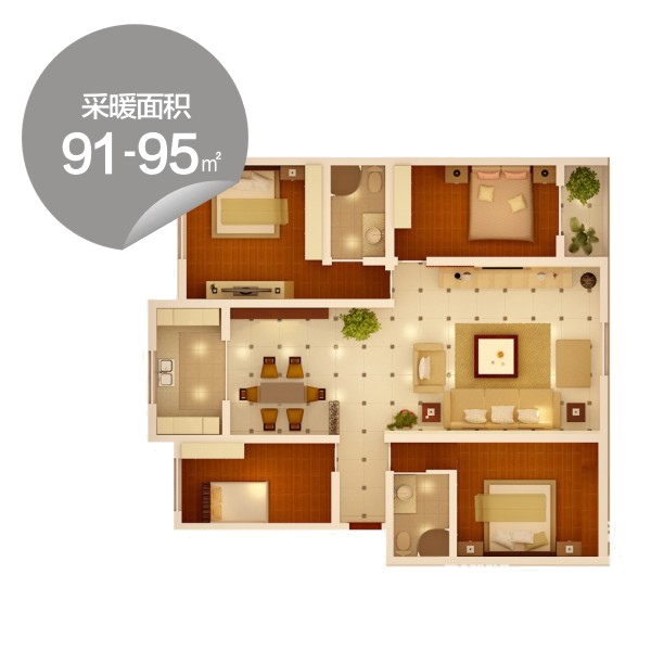 老房装暖气 明管暖气套餐91㎡-95㎡（不含锅炉）