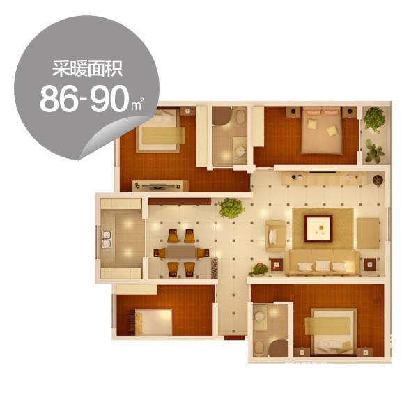 老房装暖气 明管暖气套餐86㎡-90㎡（不含锅炉）