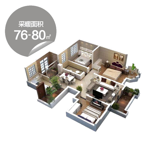 老房装暖气 明管暖气套餐76㎡-80㎡（不含锅炉）